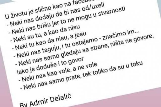 U životu je slično kao na Facebook-u